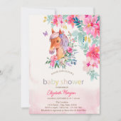 Waterverf Bloemen Pony Paard Baby shower Kaart (Voorkant)