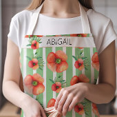  Waterverf Bloemen Poppy Pattern + Naam Schort