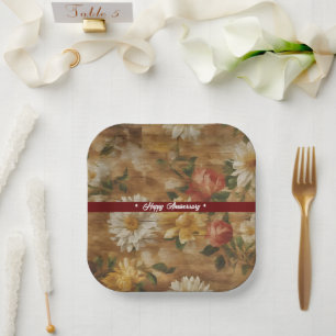 Waterverf Bloemen Populair Collectie Papieren Bordje