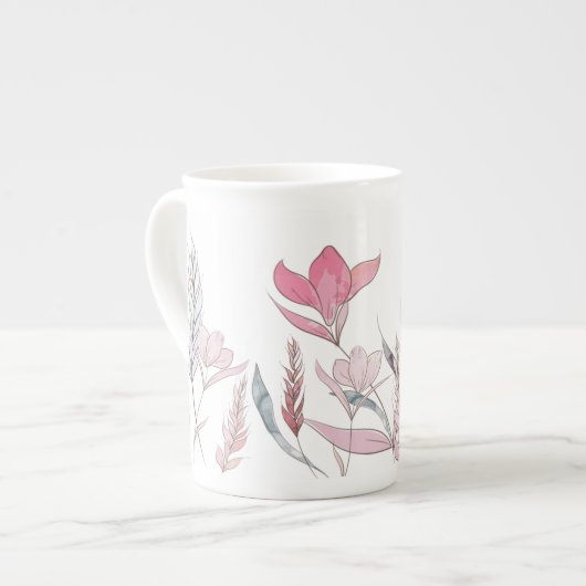Waterverf bloemen porselein kop (Links)