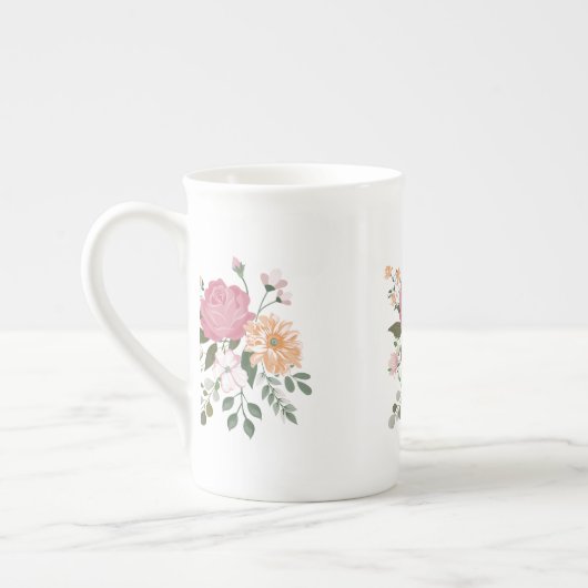 Waterverf bloemen porselein kop (Links)