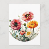 Waterverf Bloemen, Postcrossing Briefkaart (Voorkant)
