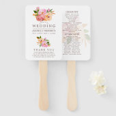 Waterverf bloemen programma lente bruiloft handwaaier (Voorkant en achterkant)