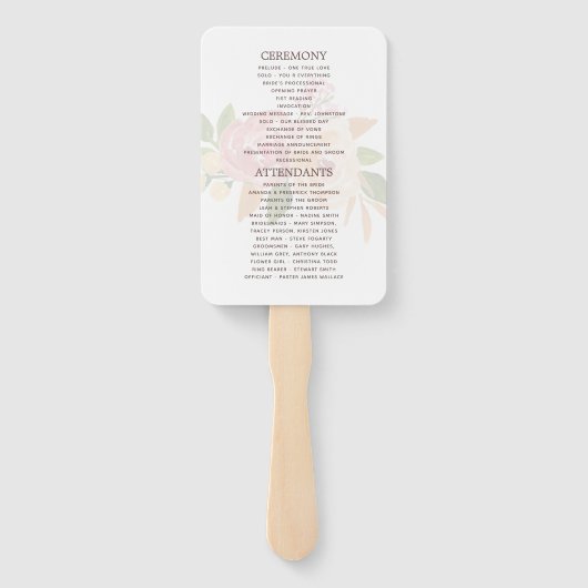 Waterverf bloemen programma lente bruiloft handwaaier (Achterkant)