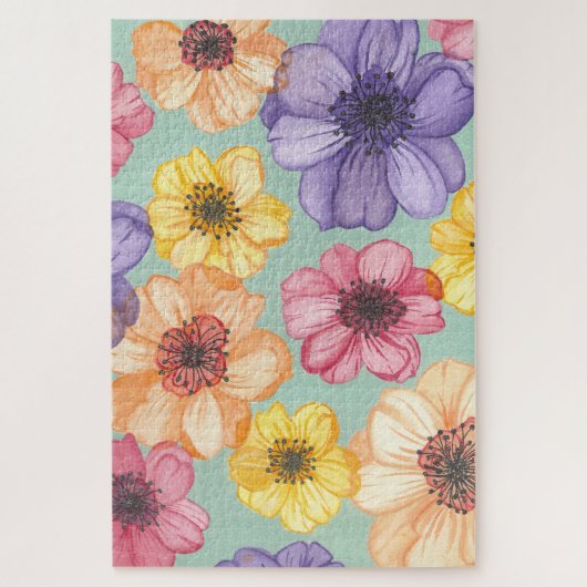 Waterverf Bloemen Puzzel Legpuzzel (Verticaal)