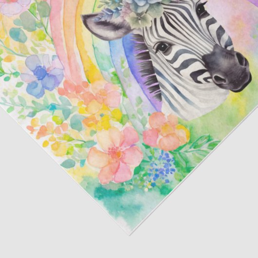 Waterverf Bloemen Regenboog & Zebra Decoupage Tissuepapier (Detail)