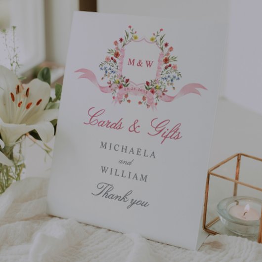 Waterverf Bloemen Regency Trouwkaarten & Geschenke Reclamebord Met Voetstuk