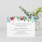  Waterverf Bloemen Repetitie Diner Uitnodigen Kaart (Staand voorkant)