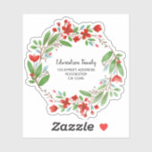  Waterverf bloemen retouradres Sticker (Vel)