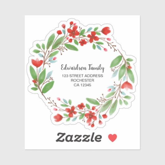  Waterverf bloemen retouradres Sticker (Vel)