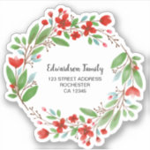  Waterverf bloemen retouradres Sticker (Voorkant)