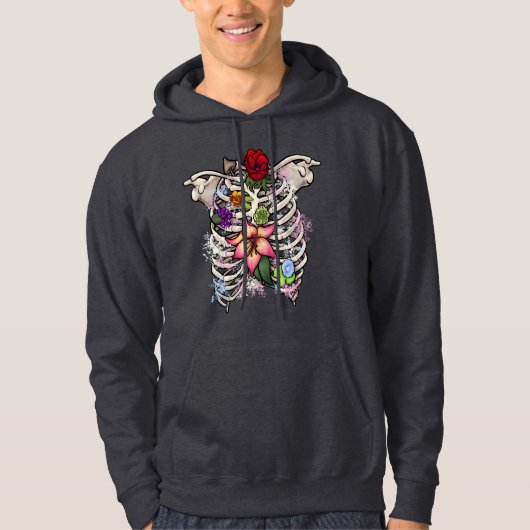Waterverf Bloemen Ribcage Hoodie (Voorkant)