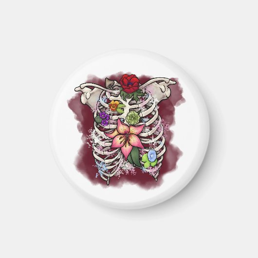 Waterverf Bloemen Ribcage Magneet (Voorkant)