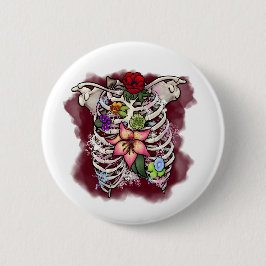 Waterverf Bloemen Ribcage Ronde Button 5,7 Cm