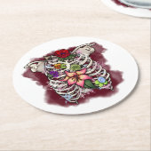 Waterverf Bloemen Ribcage Ronde Kartonnen Onderzetter (Gebogen)