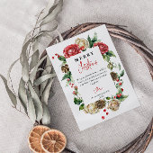 Waterverf Bloemen Rode bessen Vrolijk Kerstfeest Feestdagenkaart