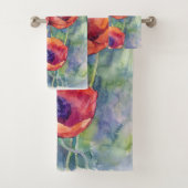 Waterverf bloemen rode papaver bad handdoek (Insitu)