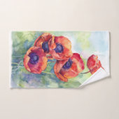 Waterverf bloemen rode papaver bad handdoek (Handdoek)