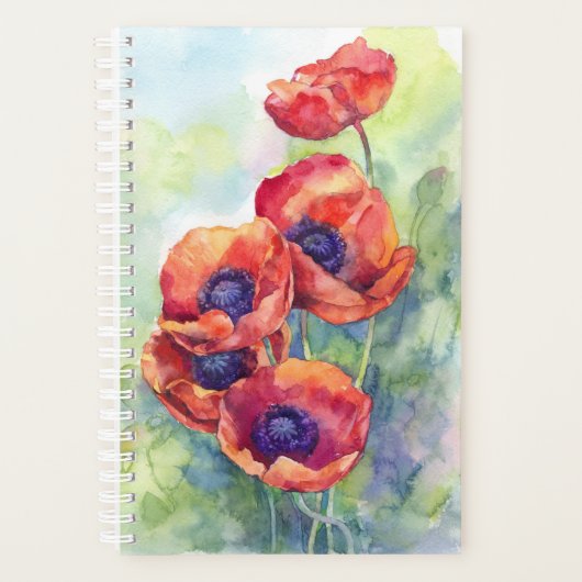 Waterverf bloemen rode papaver planner (Voorkant)