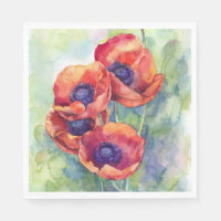 Waterverf bloemen rode papaver