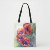 Waterverf bloemen rode papaver tote bag (Voorkant)