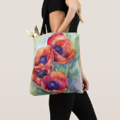 Waterverf bloemen rode papaver tote bag (Dichtbij)