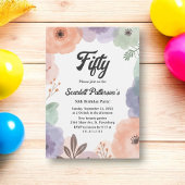 Waterverf Bloemen Romantisch Abstract 50ste Verjaa Kaart