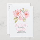 Waterverf Bloemen romantisch Save the Date Aankondigingskaart (Voorkant / Achterkant)