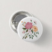 Waterverf bloemen ronde button 3,2 cm (Voorkant /achterkant)
