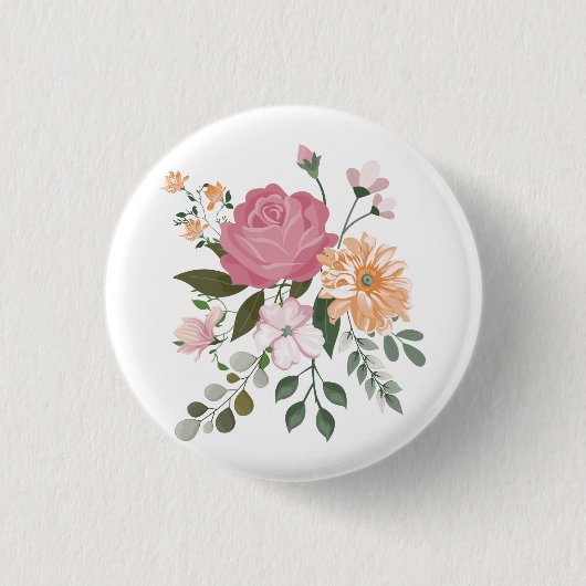 Waterverf bloemen ronde button 3,2 cm (Voorkant)