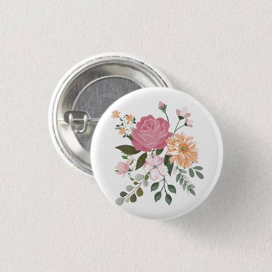 Waterverf bloemen ronde button 3,2 cm (Voorkant /achterkant)