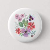 Waterverf bloemen . ronde button 5,7 cm (Voorkant)