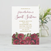 Waterverf Bloemen Rood Goud Zoet 16 Verjaardag Kaart (Staand voorkant)