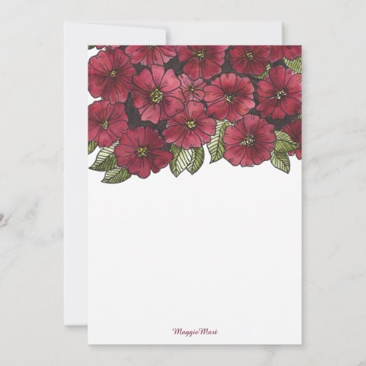 Waterverf Bloemen Rood Goud Zoet 16 Verjaardag Kaart (Achterkant)