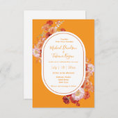 waterverf Bloemen Rood sinaasappel Chic bruiloft Kaart (Voorkant / Achterkant)