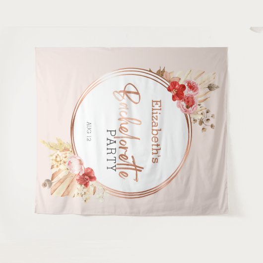 Waterverf Bloemen Roos Bachelorette Party Achtergr Wandkleed (Voorkant (horizontaal))