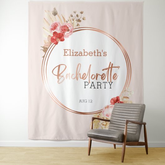 Waterverf Bloemen Roos Bachelorette Party Achtergr Wandkleed (In situ)