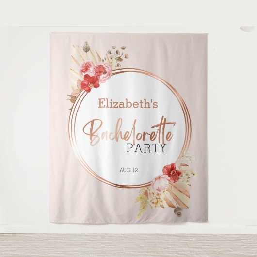 Waterverf Bloemen Roos Bachelorette Party Achtergr Wandkleed (Voorkant)