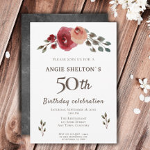 Waterverf Bloemen Roos Bloemen 50e Verjaardag