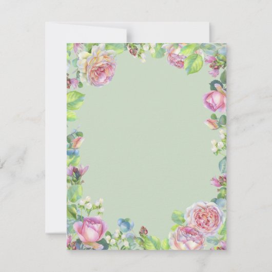 Waterverf bloemen roos bloemen sparen de datum save the date (Achterkant)