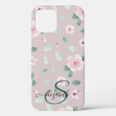 Waterverf bloemen Roos Gold Monogram Case-Mate iPhone Case (Achterkant)