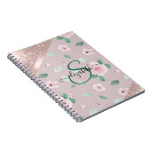Waterverf bloemen Roos Gold Monogram Notitieboek (Rechterzijde)