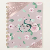 Waterverf bloemen Roos Gold Monogram Planner (Voorkant)