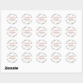 Waterverf Bloemen Roos Gouden Script Huwelijkszege Ronde Sticker (Vel)