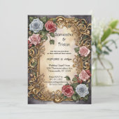 Waterverf Bloemen Roos Tuin Elegant Bruiloft Kaart (Staand voorkant)