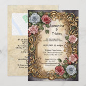 Waterverf Bloemen Roos Tuin Elegant Bruiloft Kaart (Voorkant / Achterkant)