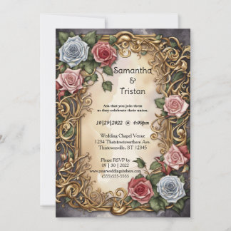 Waterverf Bloemen Roos Tuin Elegant Bruiloft Kaart