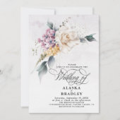 Waterverf Bloemen Roos Witte Paarse textuur Kaart (Voorkant)