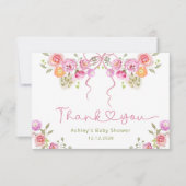 Waterverf Bloemen Roze Baby shower Bedankt (Voorkant)