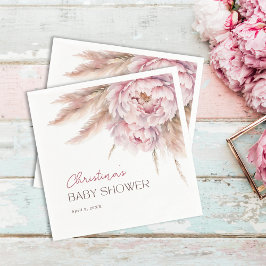 Waterverf Bloemen Roze Baby shower Servet